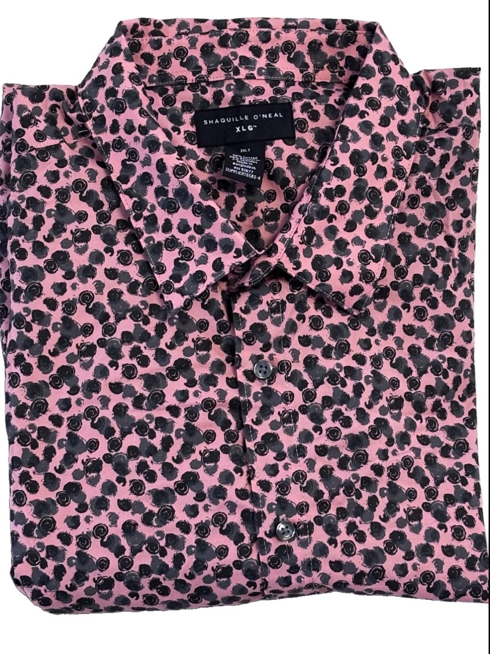 Shaquille O’Neal NWT Short Sleeve Pink/ Gray Abstract Print Shirt 3XLT
